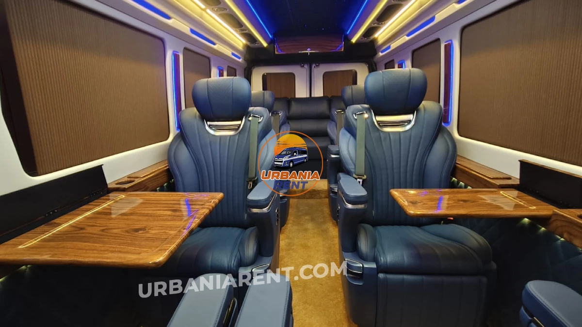 Premium Urbania Van Seating Layout with Foldable Table Premium Urbania Van Seating Layout with Foldable Table